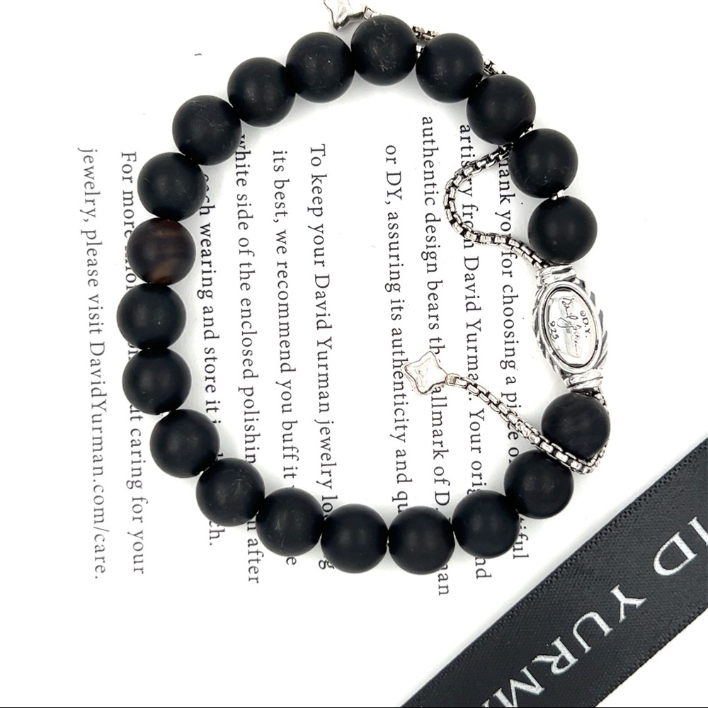 David Yurman 8 mm Spiritual Beads Bracelet
Black Onyx Matte Silver Adjustable DY